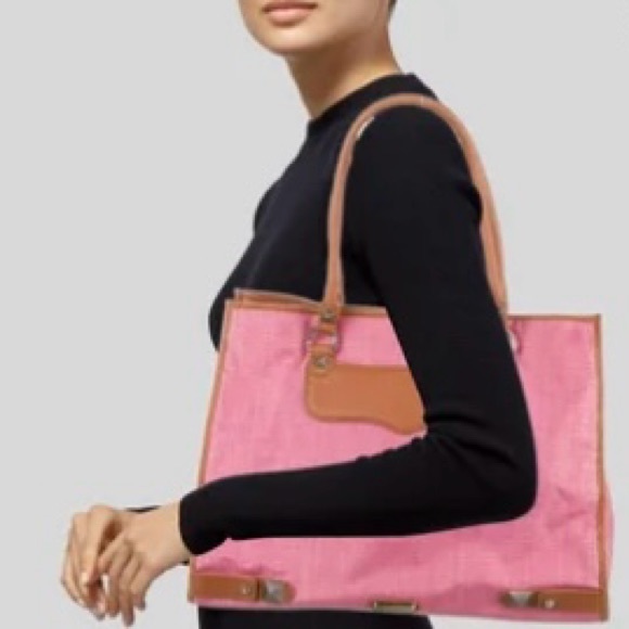 NWT Rebecca Minkoff Pink Canvas With Leather Trim Diamond Tote Size O/S - Picture 2 of 12